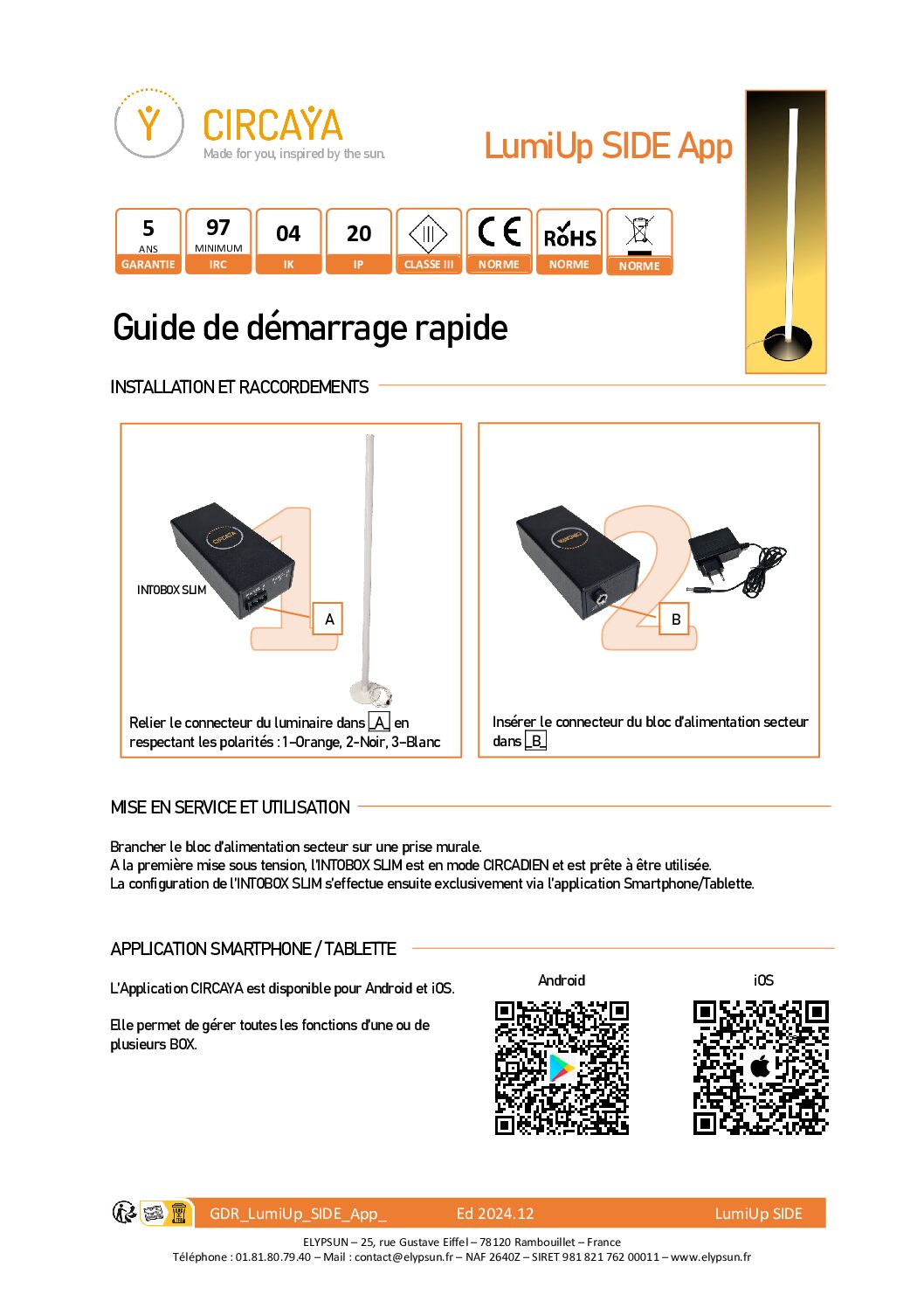 Guide Démarrage Rapide LumiUp Side App Ed2024.12