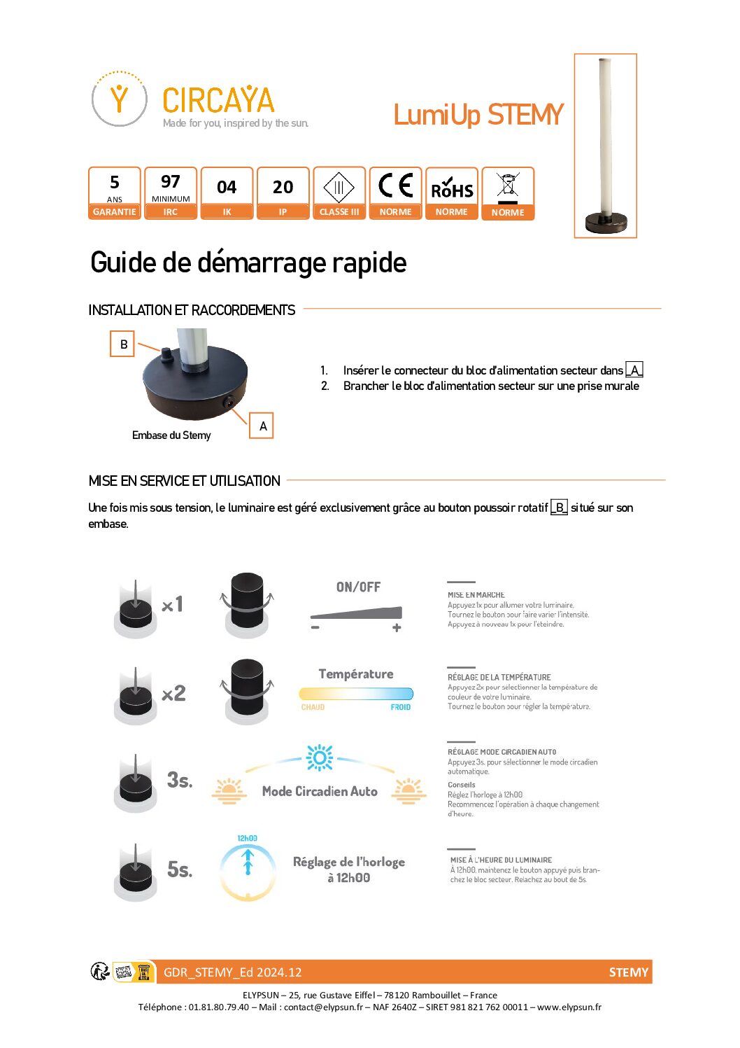 Guide Démarrage Rapide LumiUp Stemy Ed2024.12