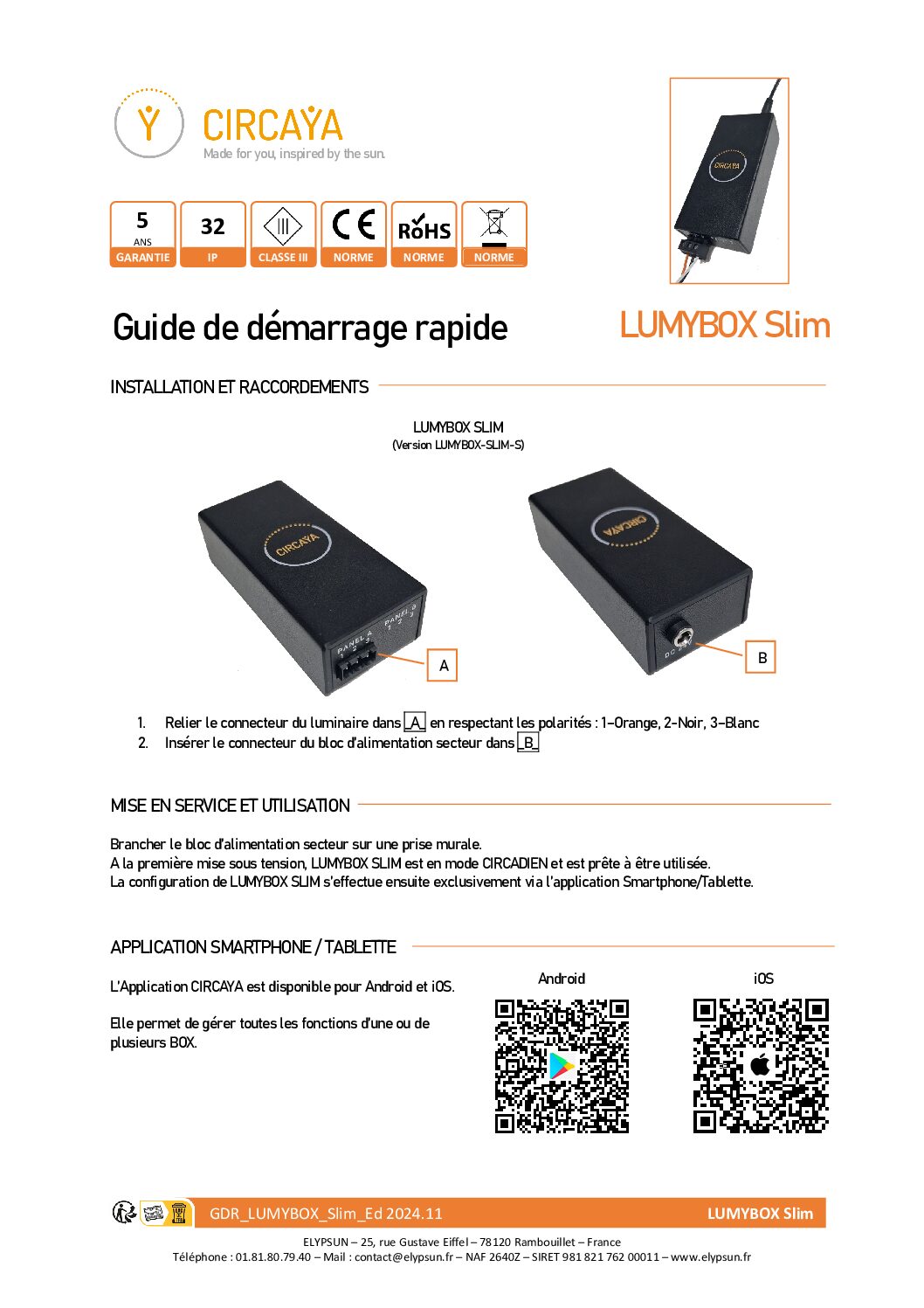 Guide Démarrage Rapide LumyBox-Slim Ed2024.11