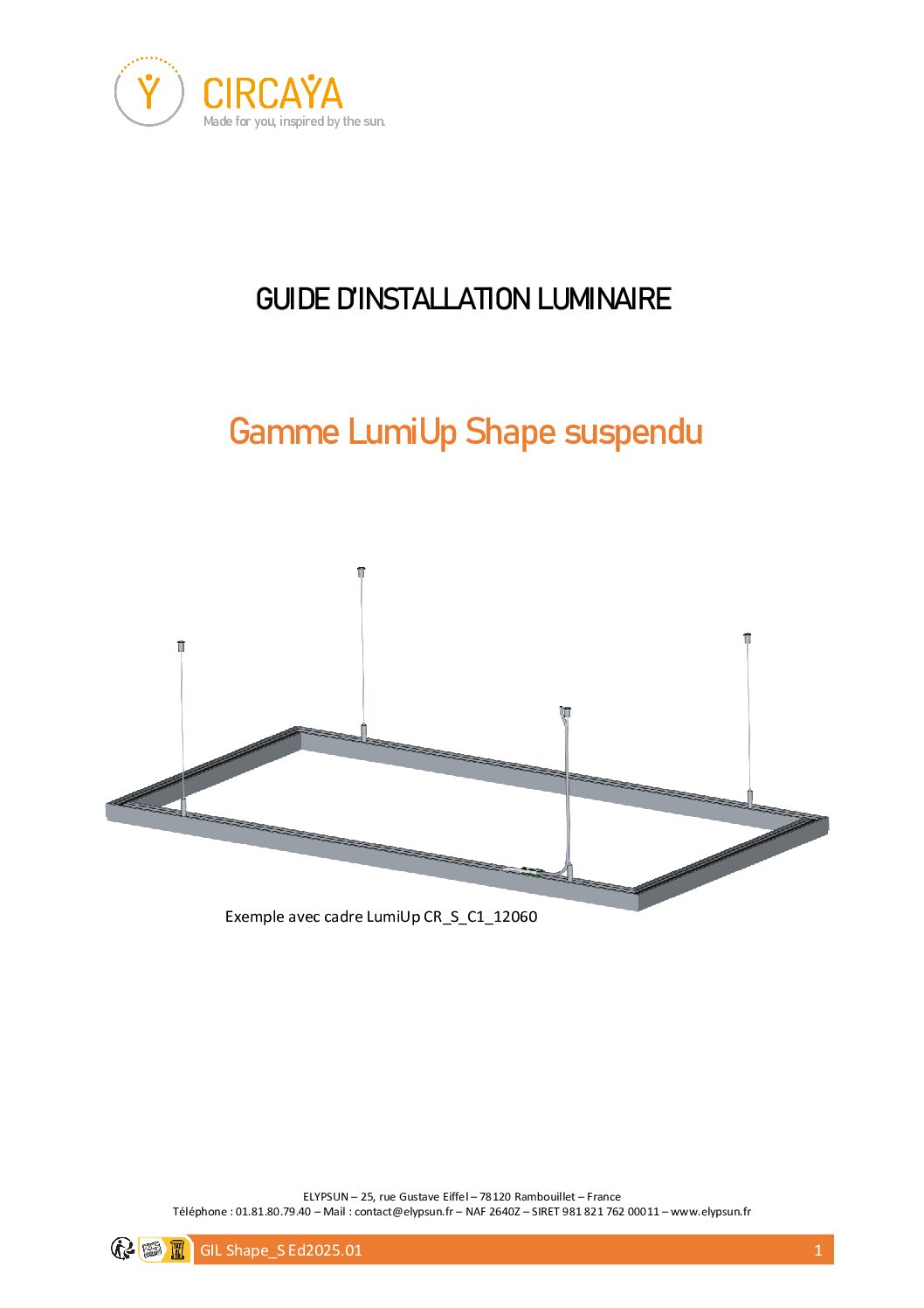 Guide d'Installation LumiUp Shape suspendu Ed2025.01