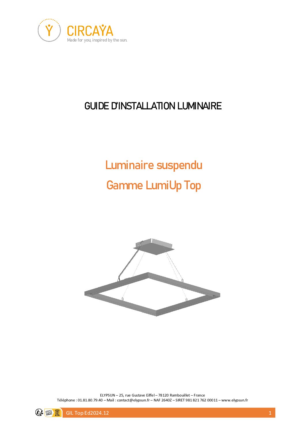 Guide d'installation LumiUp Top Ed2024.12