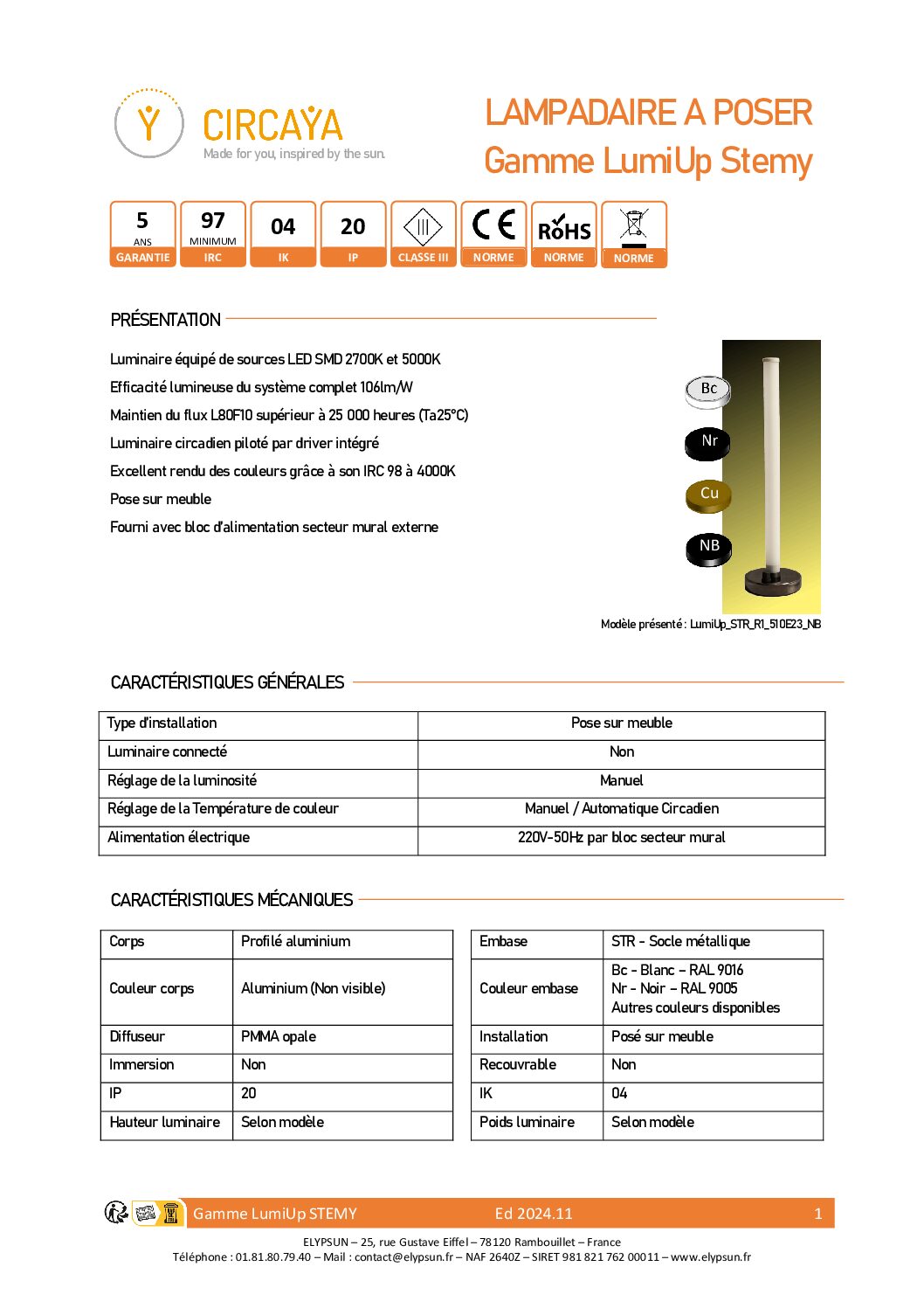 Notice technique LumiUp Stemy Ed2024.11